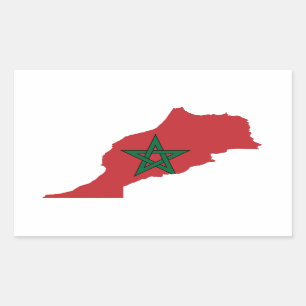 FOUR Morocco Flag Map Rectangular Sticker