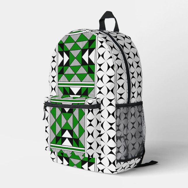 Four Mountains in Green Printed Backpack (Back Corner Right)