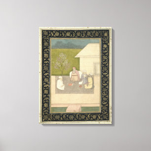 Four Muslim holy men seated in meditation outside Canvas Print