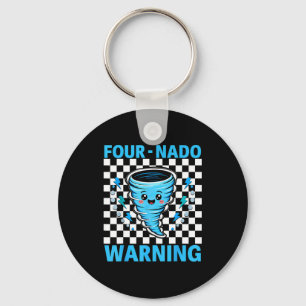Four nado warning 4th birthday 4 years old kids key ring