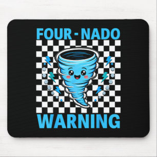 Four nado warning 4th birthday 4 years old kids mouse mat