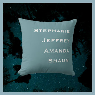 Four Names Powder Blue and White Square Cushion