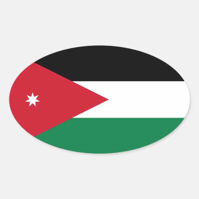 FOUR National Flag of Jordan Oval Sticker (Front)