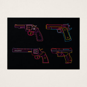 Four Neon Handgun signs