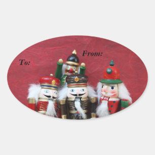 Four nutcrackers group oval sticker