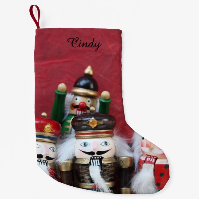 Four nutcrackers group small christmas stocking (Front)
