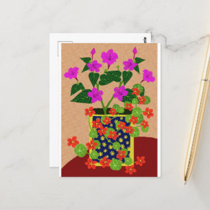 Four o' clock and Nasturtium Postcard