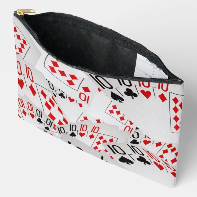 "Four of a Kind: Scattered Quad Tens" Accessory Pouch (Open)