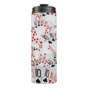 "Four of a Kind: Scattered Quad Tens" Thermal Tumbler