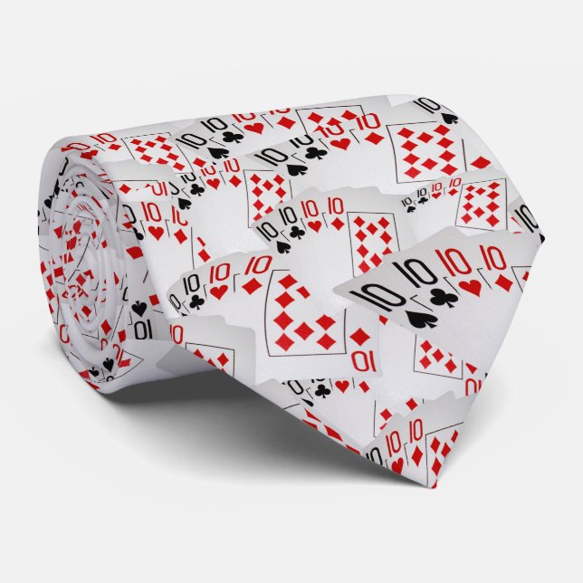 "Four of a Kind: Scattered Quad Tens" Tie (Rolled)