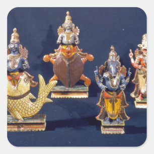Four of the incarnations of Vishnu Square Sticker