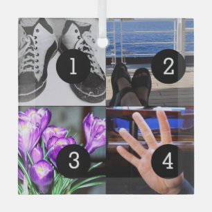 Four of Your Photos Make Your Own Keepsake Glass Tree Decoration