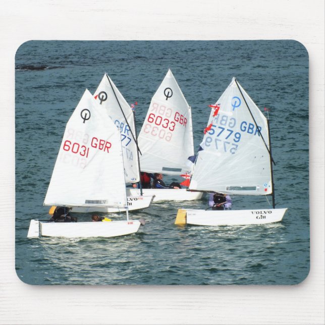 Four Optimist boats Mouse Mat (Front)