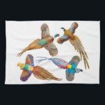 Four Ornamental Pheasants Kitchen Towel<br><div class="desc">Original fine art design of colourful pheasants including reeves, ringneck, golden and lady amherst by artist Carolyn McFann of Two Purring Cats Studio printed on a quality kitchen towel for wild bird fans. See a few of our products below (click to go to that product) and visit our very artistic...</div>