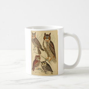 Four owls illustration coffee mug