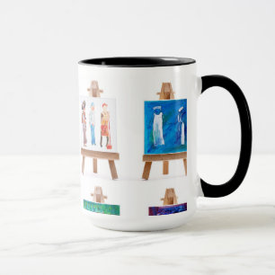 Four paintings on easels by Kay Gale Mug