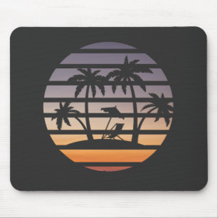 four palm trees in a sunset T-Shirt Mouse Mat