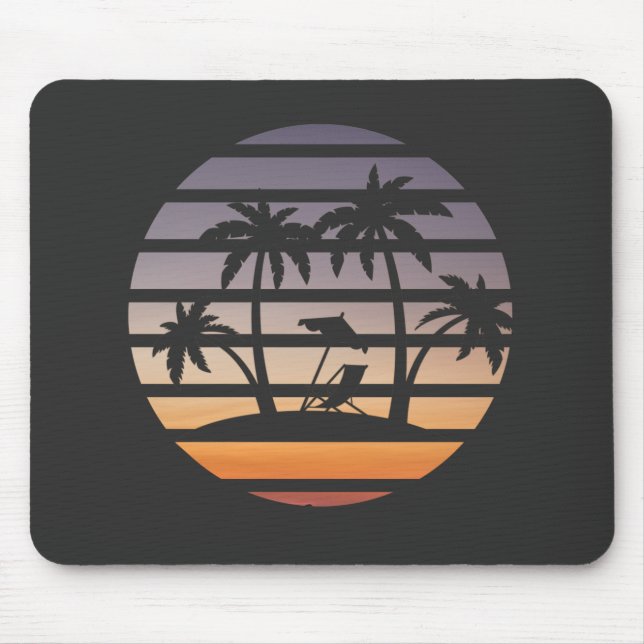 four palm trees in a sunset T-Shirt Mouse Mat (Front)