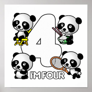 FOUR PANDAS poster - customise