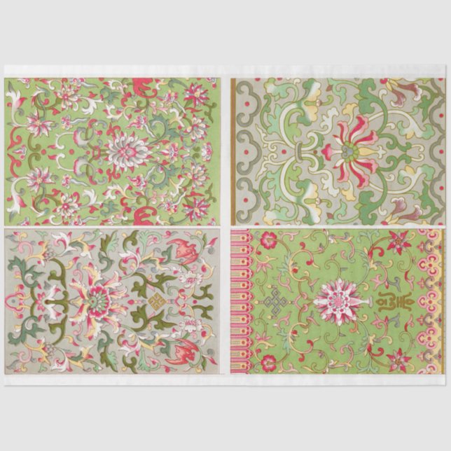 Four Panel Floral Motif Tissue Paper (Front)