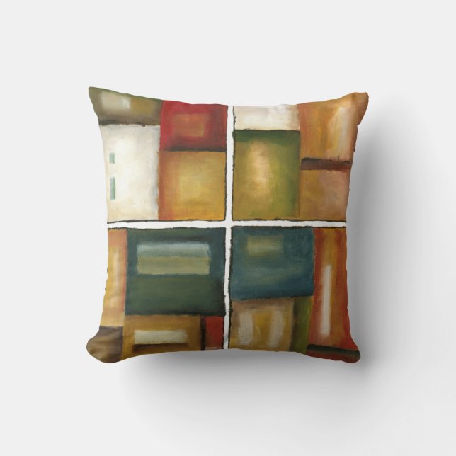 Four Panelled Painting by Jennifer Goldberger Cushion (Front)