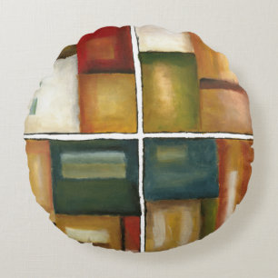 Four Panelled Painting by Jennifer Goldberger Round Cushion