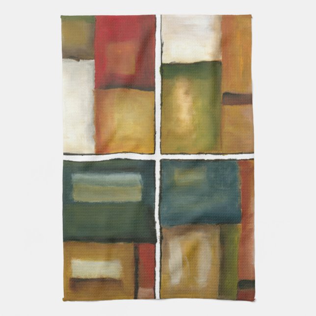 Four Panelled Painting by Jennifer Goldberger Tea Towel (Vertical)