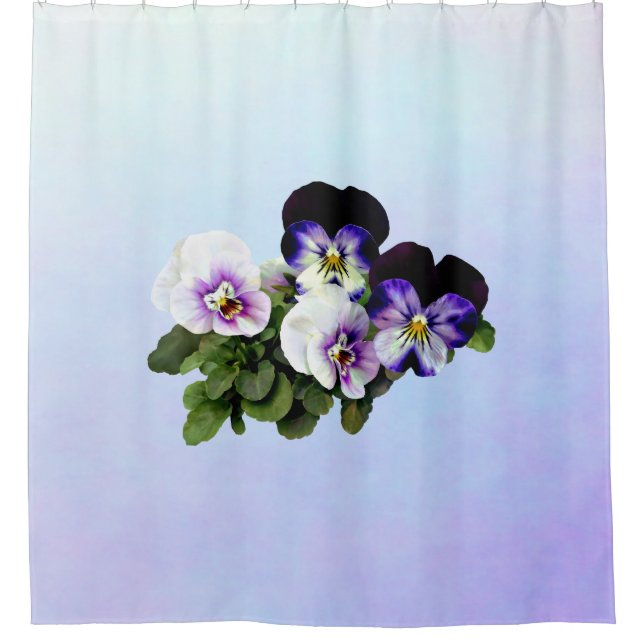 Four Pansies Shower Curtain (Front)