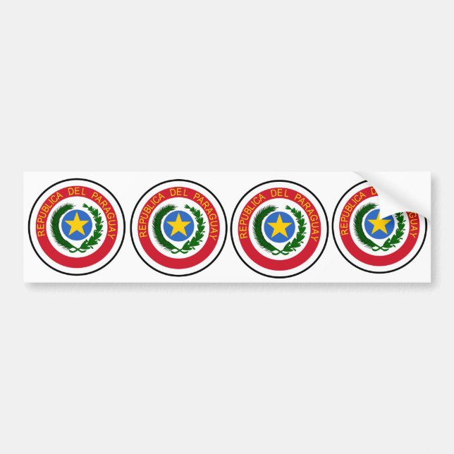 FOUR Paraguay Coat of Arms Bumper Sticker (Front)
