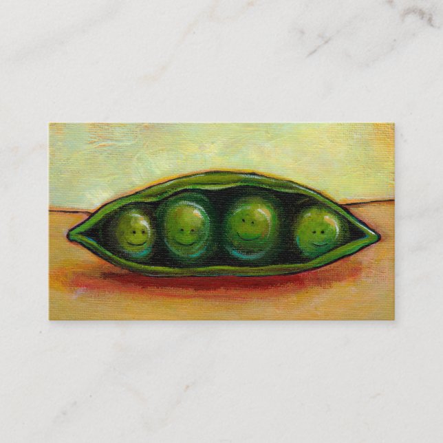 Four peas in a pod fun unique original art business card (Front)