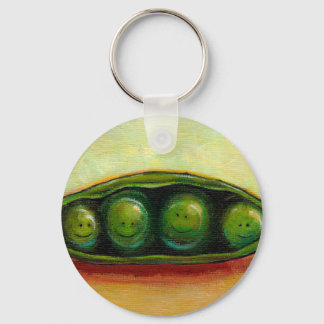 Four peas in a pod fun unique original art key ring