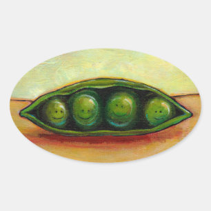 Four peas in a pod fun unique original art oval sticker