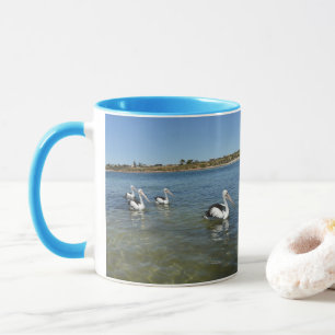 Four Pelicans On The Ocean, Mug