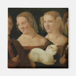 Four People Laughing at the Sight of a Cat Magnet
