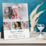 Four Photo Baby Birth Stats Keepsake Plaque<br><div class="desc">Personalise a beautiful newborn baby photo template with your baby's birth stats. Click "personalise this template" to upload your own photos and edit the template text. This template has positions for four photos, baby's name and birth stats. These photos are for demonstration purposes only and must be replaced prior to...</div>