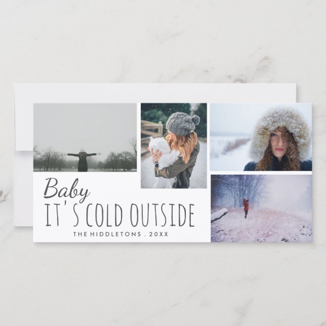 Four Photo | Baby Its Cold Outside Script Holiday (Front)