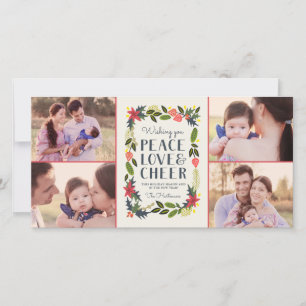 Four Photo Collage Festive Frame Christmas Holiday Card