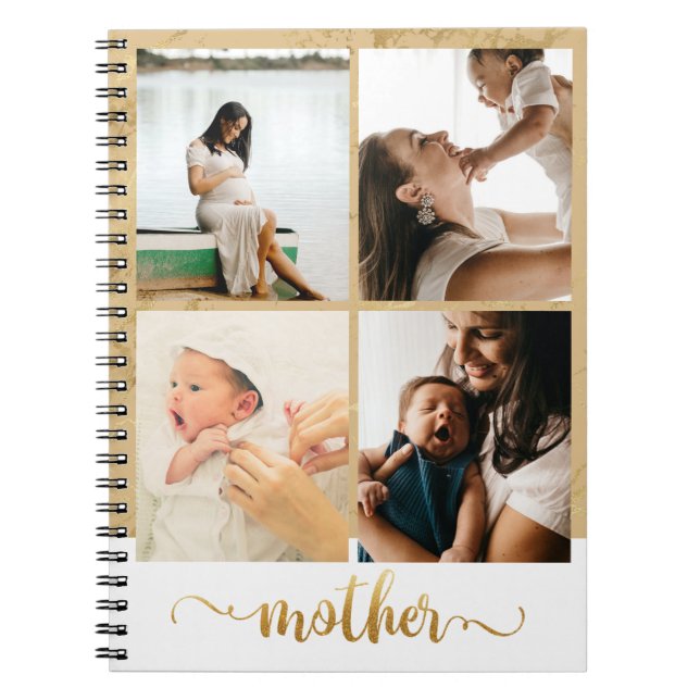 Four Photo Collage New Mum Pregnancy Gift Notebook (Front)