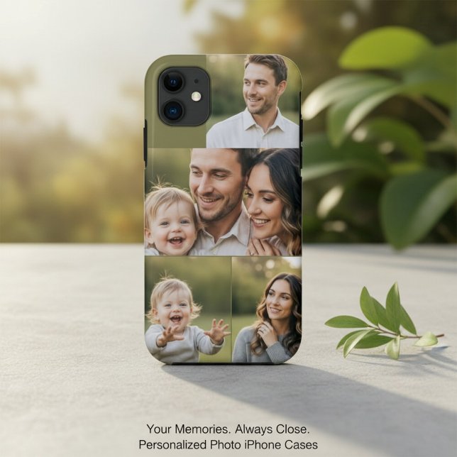 Four Photo Collage Personalised Family Picture  Case-Mate iPhone Case (Creator Uploaded)