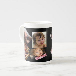 Four Photo Collage Template Bone China Mug