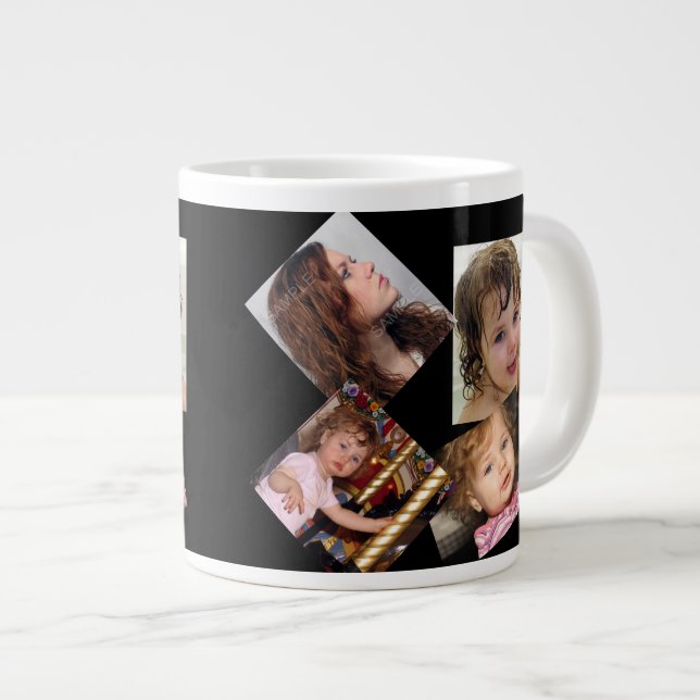 Four Photo Collage Template Large Coffee Mug (Front Right)