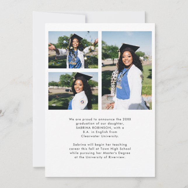 Four-Photo College Graduation Announcement Card (Back)