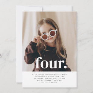 Four Photo First Birthday Girl Invitation