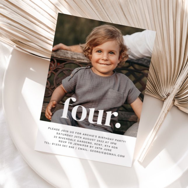 Four Photo First Birthday Invitation  (Creator Uploaded)