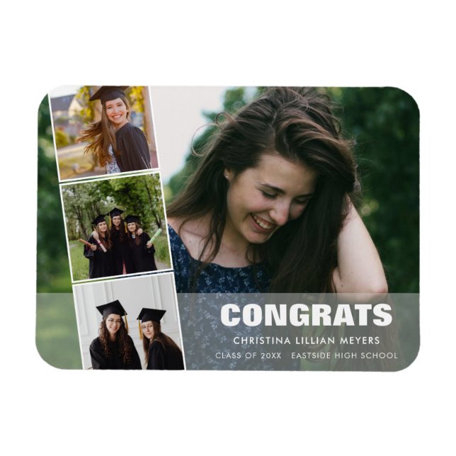 Four Photo Graduation CONGRATS Collage Magnet (Horizontal)