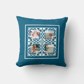 Four Photo Grid Flourish Frame Cushion