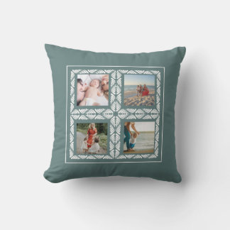 Four Photo Grid Retro Frame Cushion