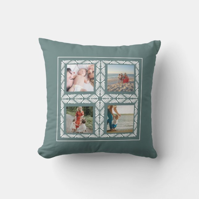 Four Photo Grid Retro Frame Cushion (Front)