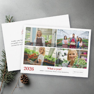 Four Photo Grid Year in Review Business Logo Holiday Card