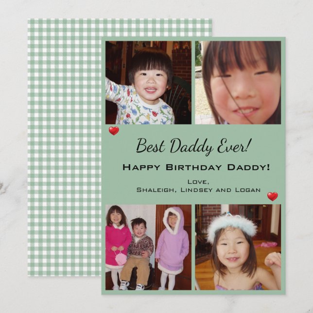 Four Photo Happy Birthday Best Daddy Ever Card (Front/Back)